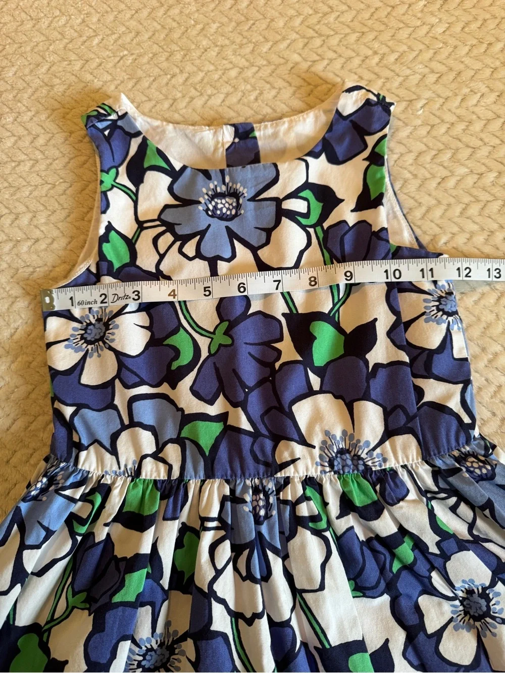 Gymboree Cotton Floral Dress in Blue,‎ White & Green Accents Size 6